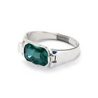 Rigid bracelet with a rectangular green faceted crystal