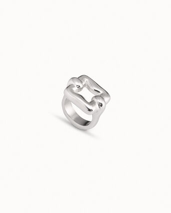 Sterling silver-plated square link ring