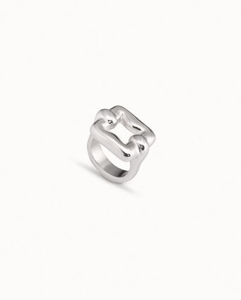 Anello maglia quadrata placcato argento Sterling