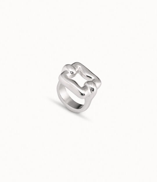 Sterling silver-plated square link ring