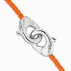Orange leather bracelet with interlocking carabiner