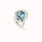 Ring with sky-blue crystal