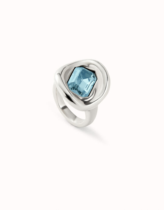 Ring with sky-blue crystal