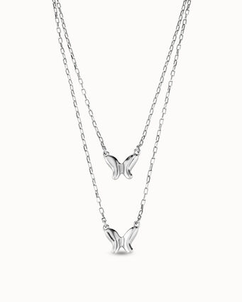 Collier double en alliage métallique plaqué argent