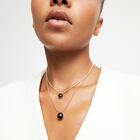 Multi-layer pendant link necklace with black murano glass