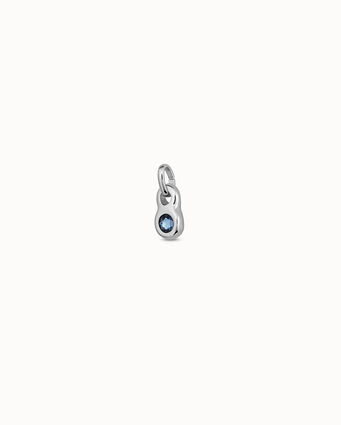 Sterling silver-plated round shaped charm with a blue crystal