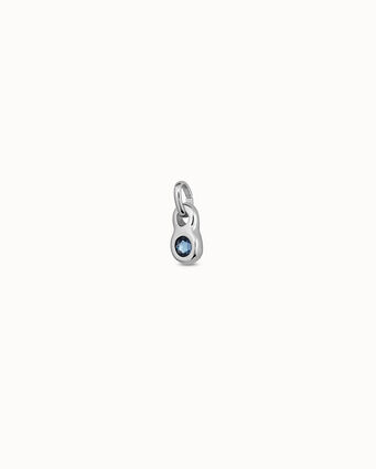 Charm placcato argento Sterling di forma rotonda e un cristallo blu