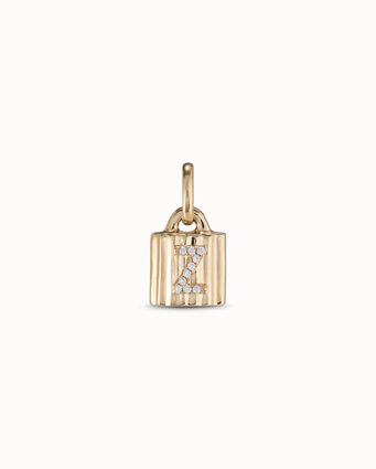 18K gold-plated padlock charm with topaz letter Z