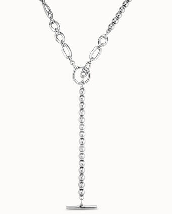 Sterling silver-plated long necklace with links