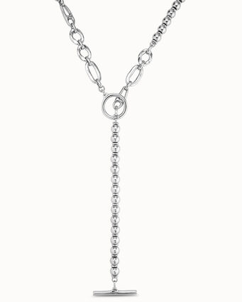 Collier long plaqué argent avec maillons