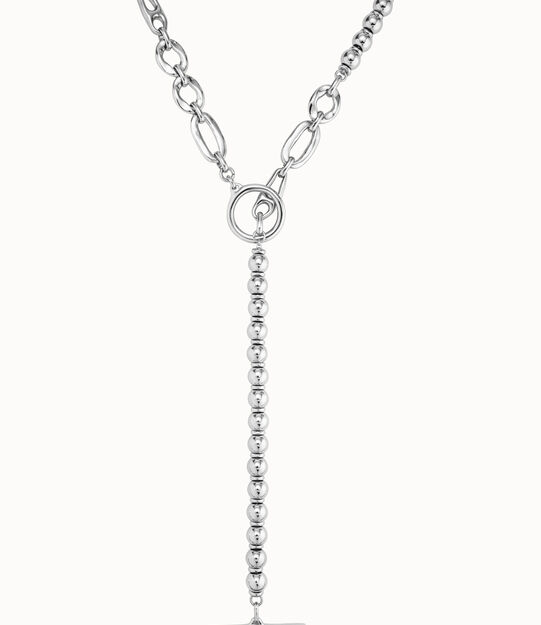 Sterling silver-plated long necklace with links