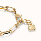 Paper clip link bracelet with padlock