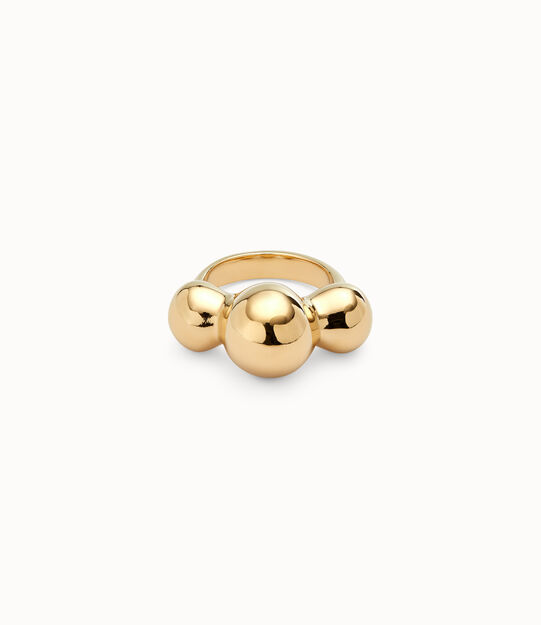 Anello placcato oro 18k con tre sfere centrali