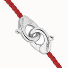 Red leather bracelet with interlocking carabiner