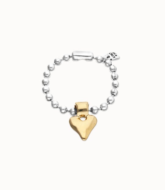 Pulsera de bolas ba&ntilde;ada en oro 18k con detalle de coraz&oacute;n