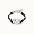 Brown leather bracelet with rectangular white bead