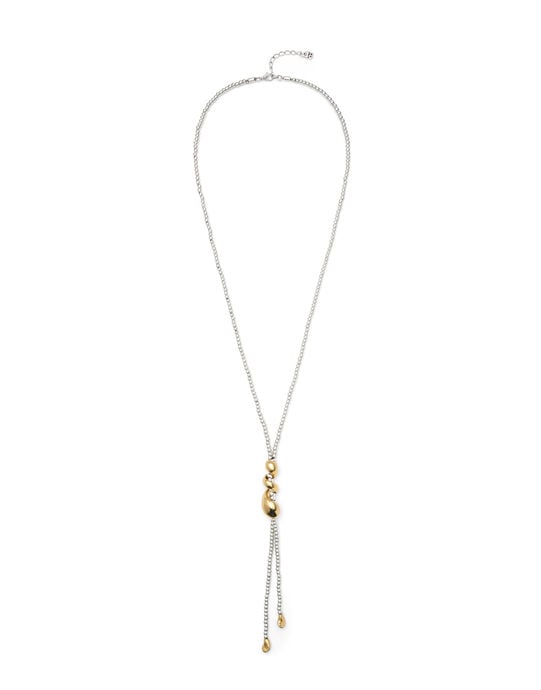 Collar de cuentas con ba&ntilde;o en plata y oro combinado