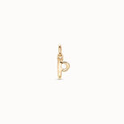 Charm ba&ntilde;ado en oro de 18k de letra P mediana