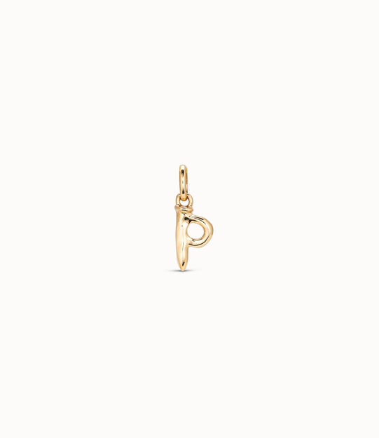 Charm bañado en oro de 18k de letra P