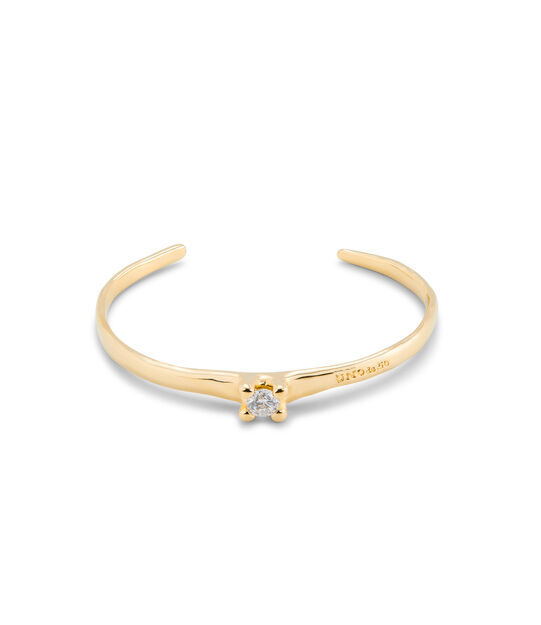 Pulsera rígida bañada en oro 18k con circonita blanca