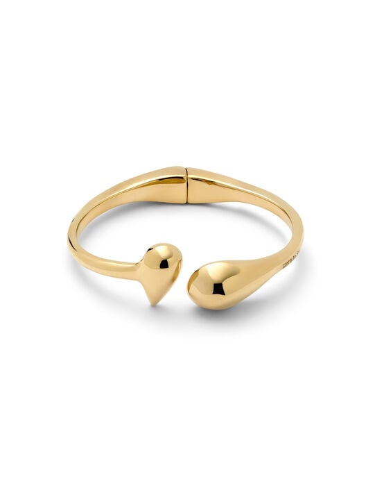 Pulsera r&iacute;gida ba&ntilde;ada en oro con formas redondeadas