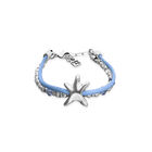 Blue silk thread and metal bracelet with starfish