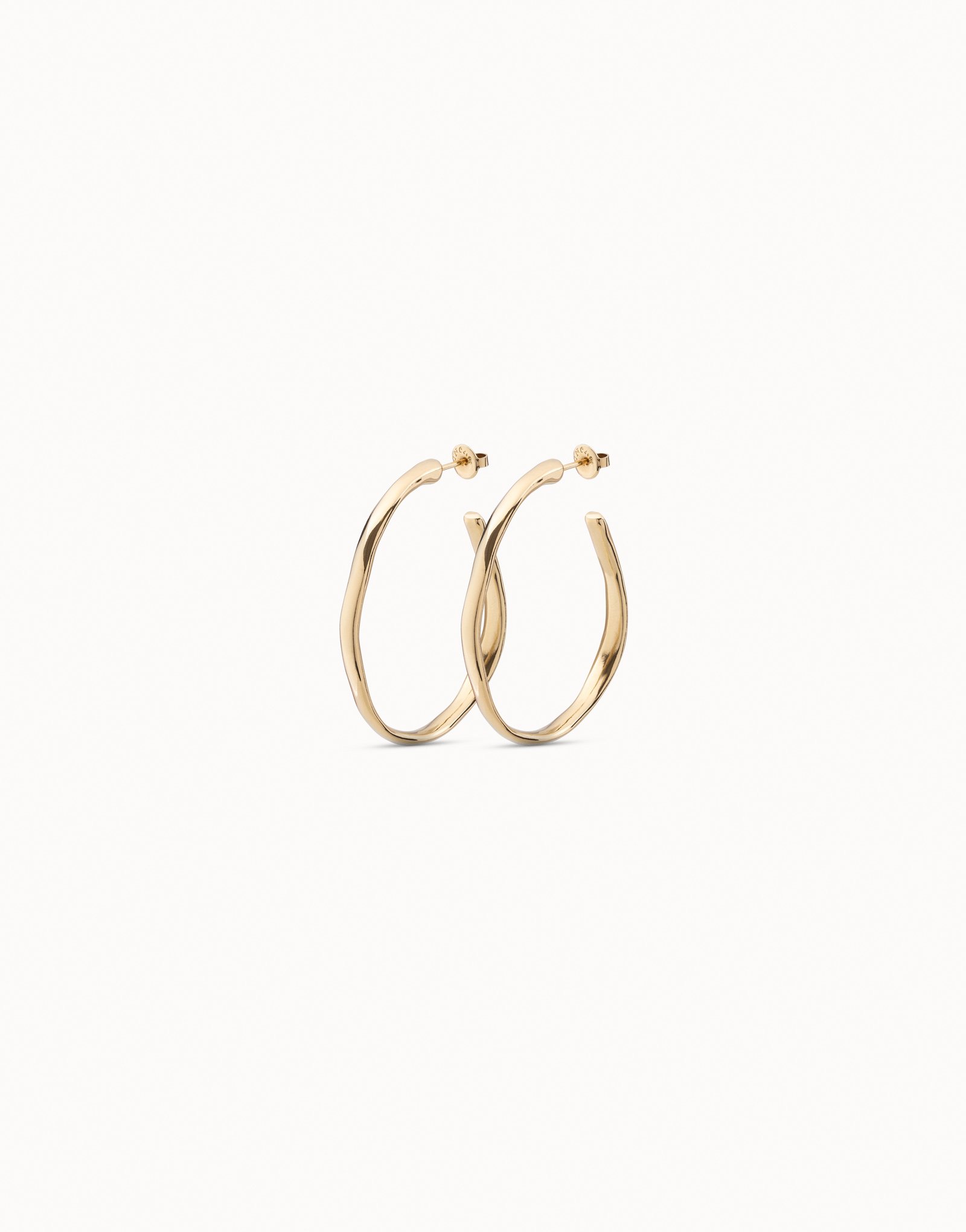 18K gold-plated open hoop earrings, Golden, large image number null