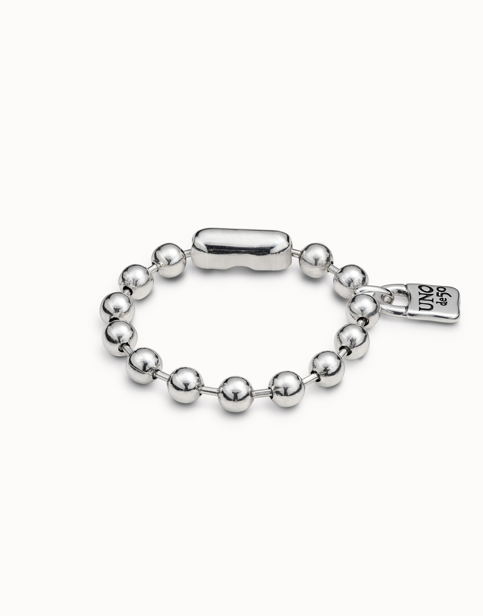 Sterling silver-plated bracelet with beads, Silver, large image number null