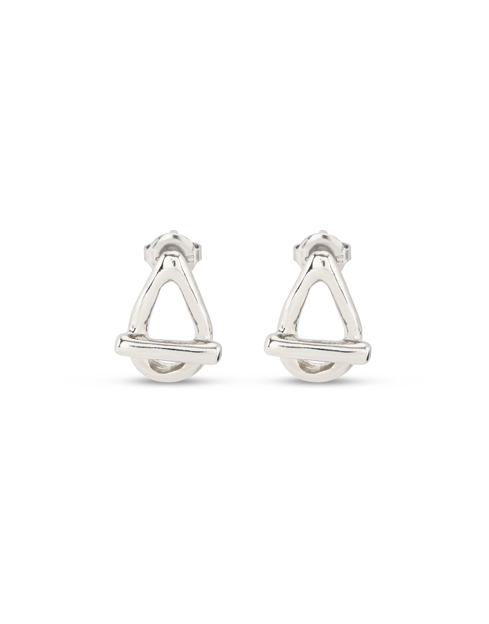 Sterling silver-plated small oval link shaped earrings, Silver, large image number null