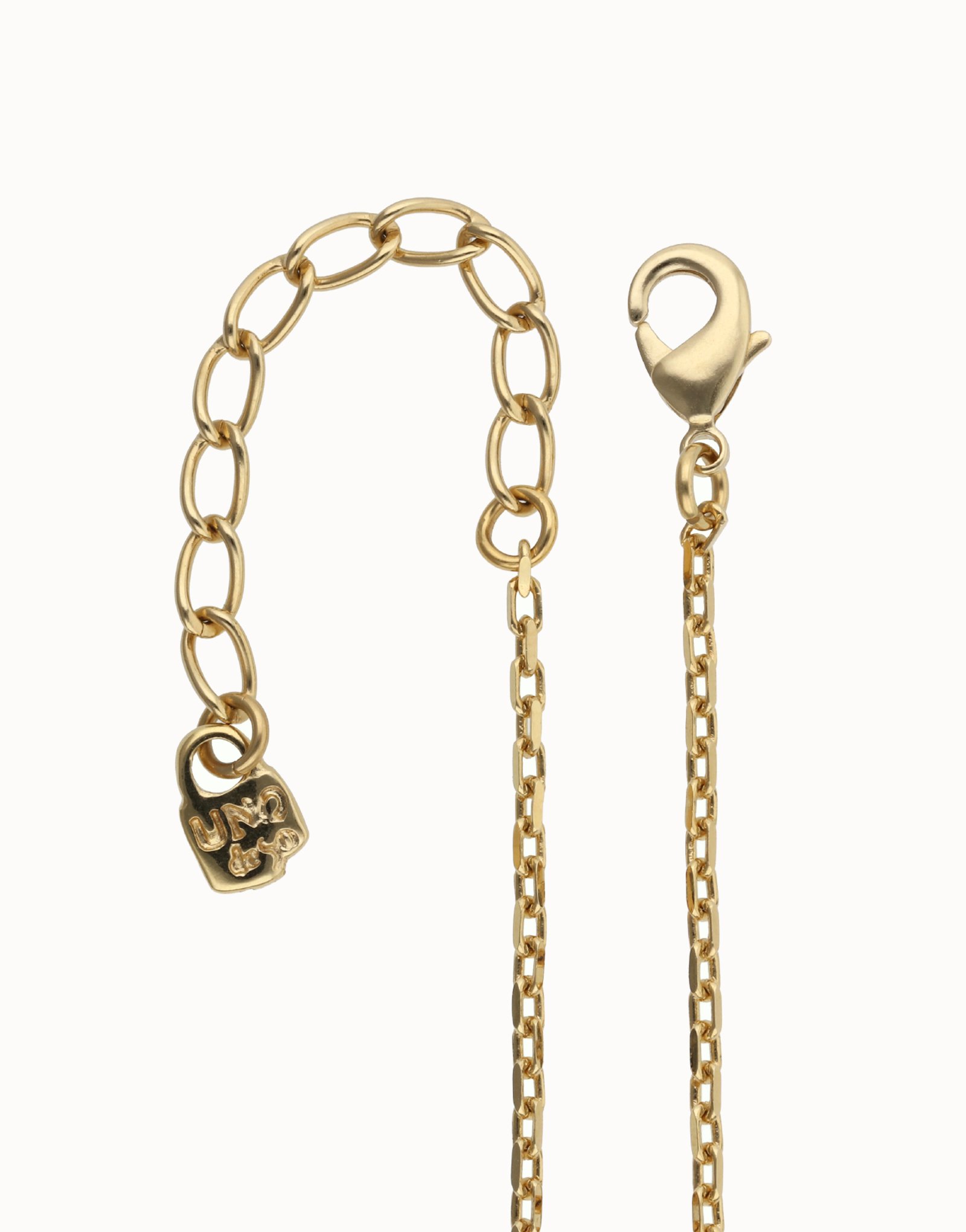 Collar largo con colgante ba&ntilde;ado en oro 18k y cristal facetado rectangular azul