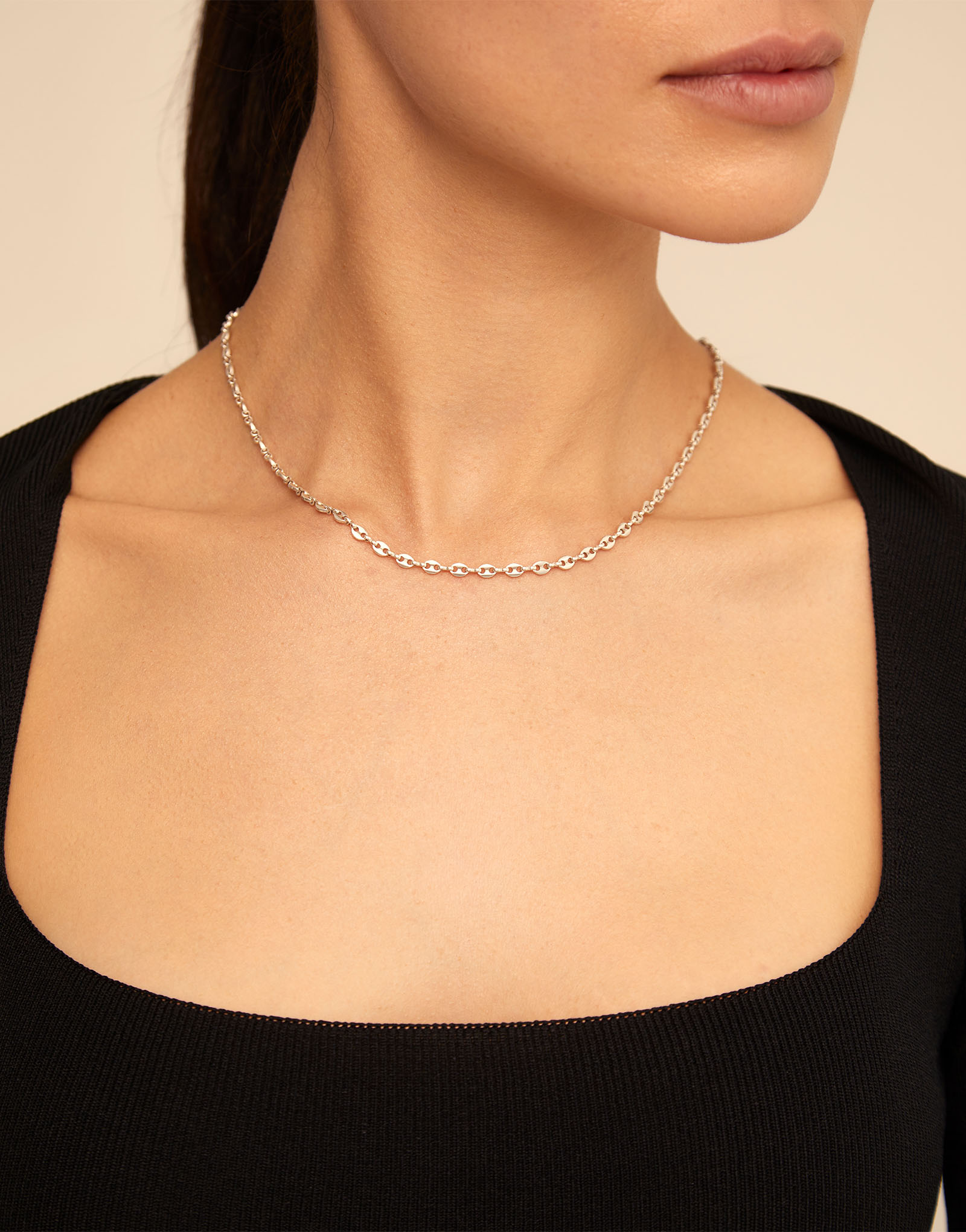 Sterling silver-plated short chain, Silver, large image number null