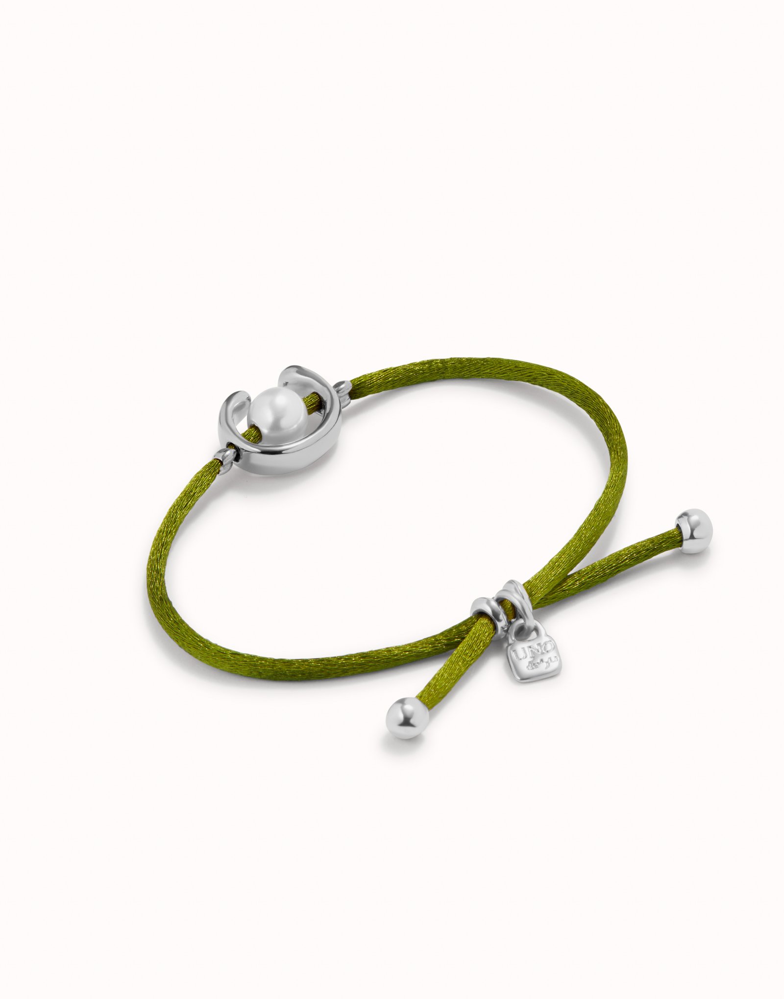 Sterling silver-plated dark green thread bracelet with shell pearl 