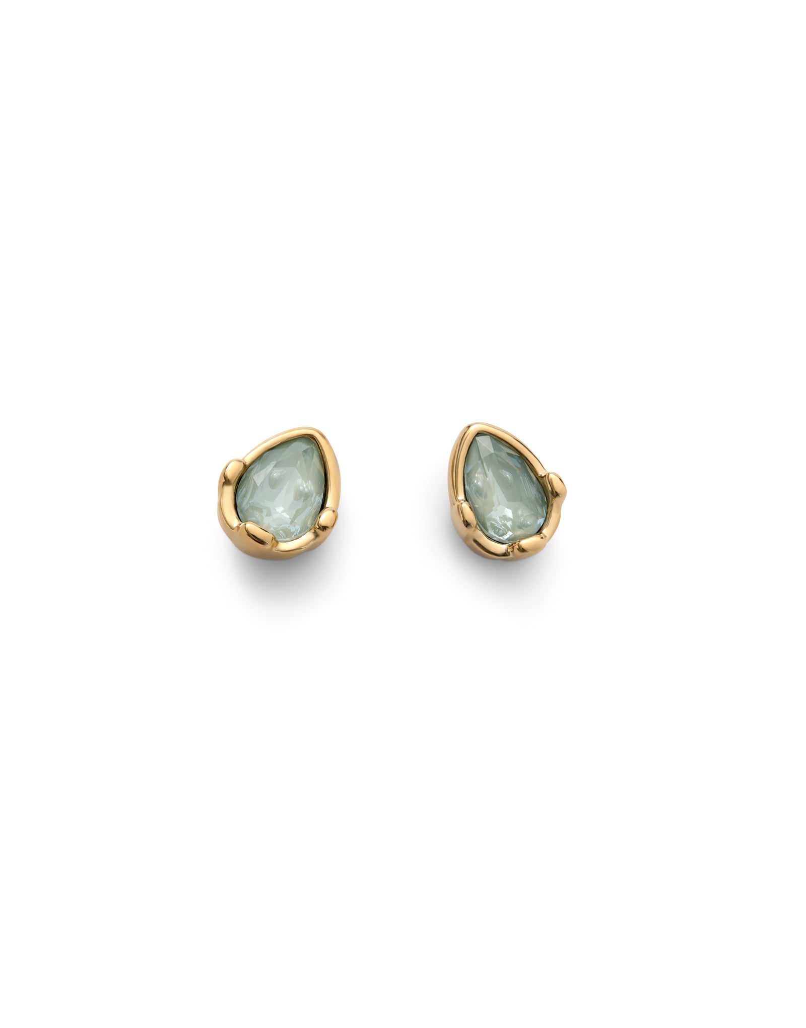 Boucles d&rsquo;oreilles plaqu&eacute;es or 18 carats avec cristal facett&eacute; vert d&rsquo;eau en forme de goutte