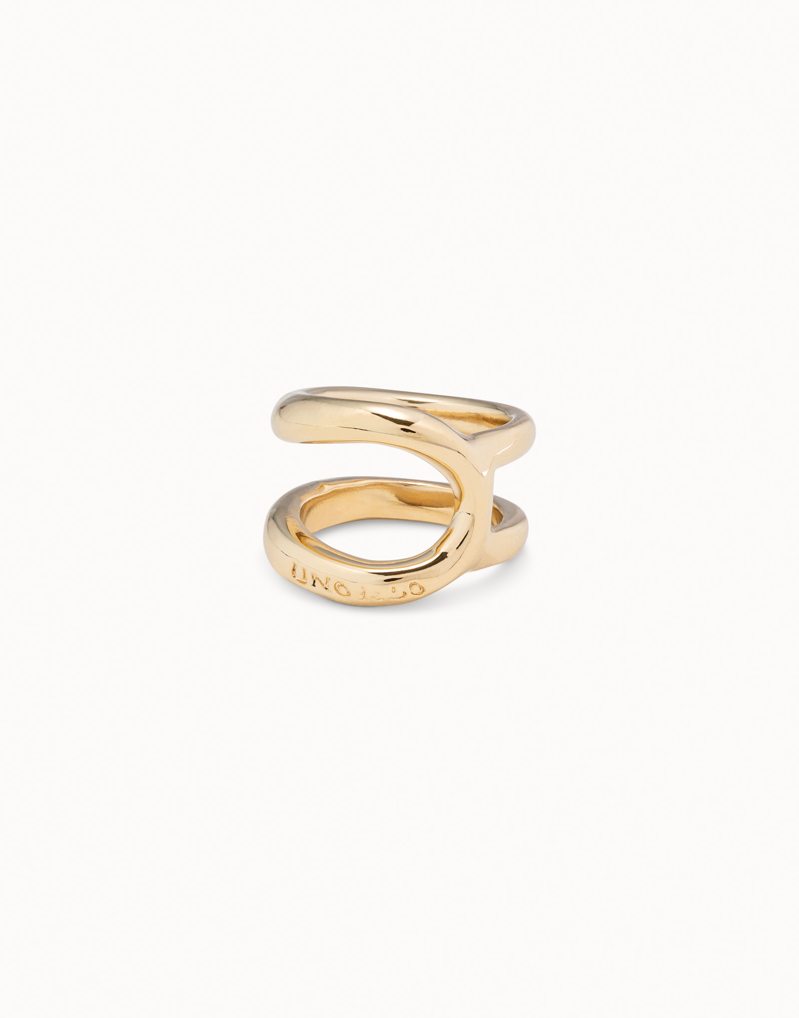 18K gold-plated curvilinear ring, Golden, large image number null