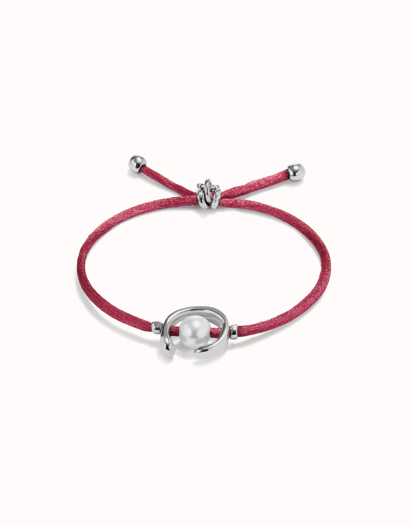 Sterling silver-plated mauve thread bracelet with shell pearl 