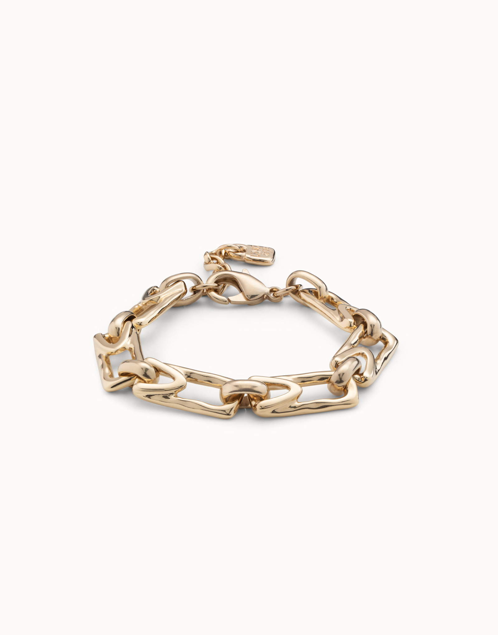 18K gold-plated bracelet with medium sized rectangular links, Golden, large image number null