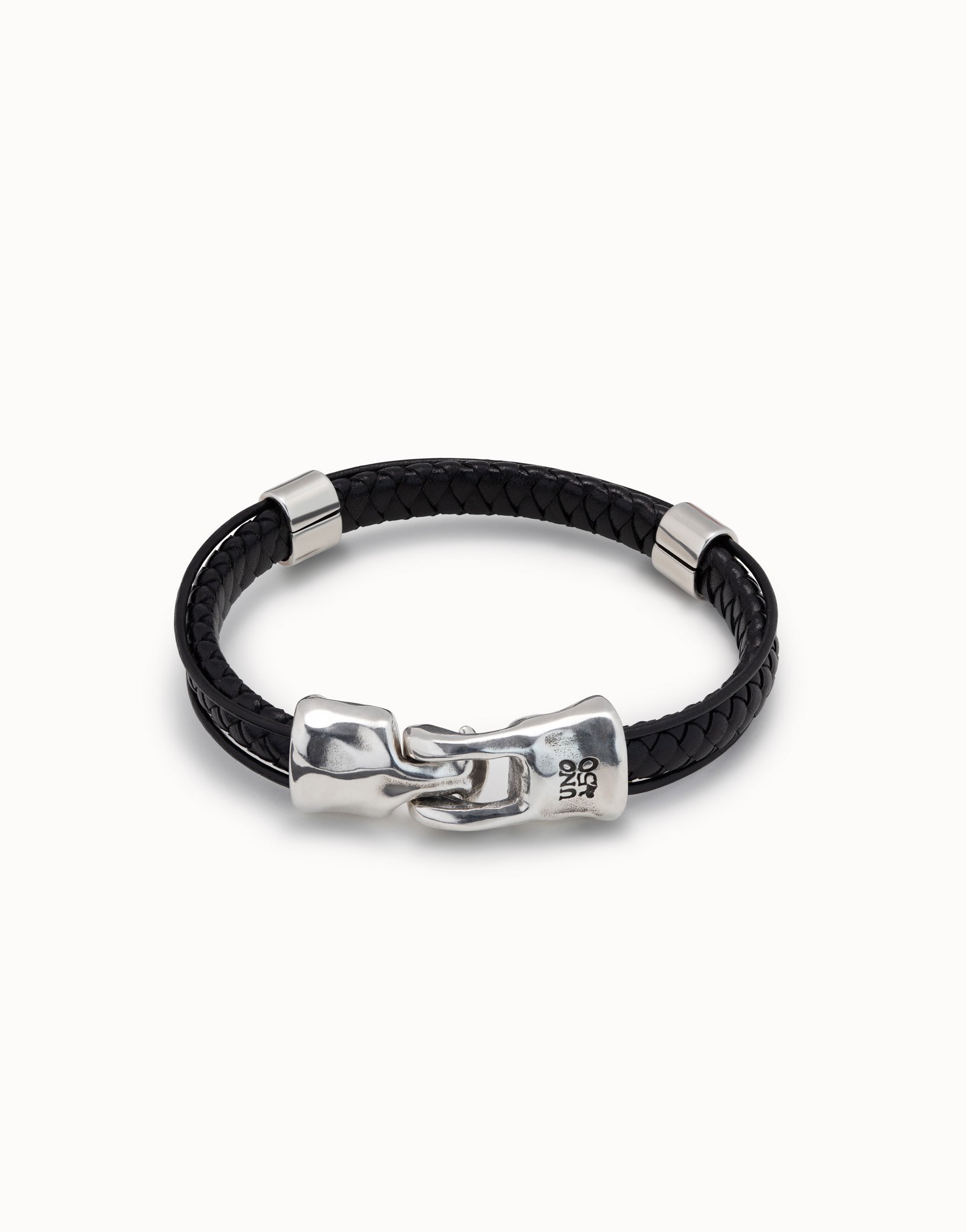 Sterling silver-plated leather bracelet, , large image number null