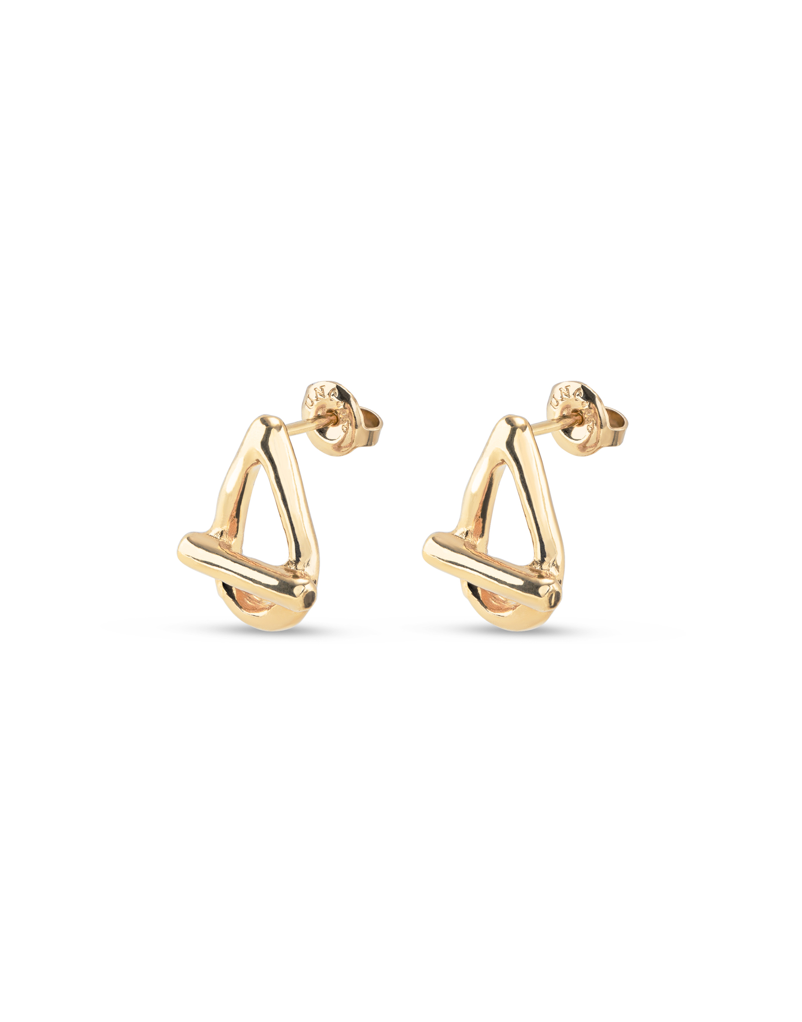18K gold-plated small oval link shaped earrings, Golden, large image number null