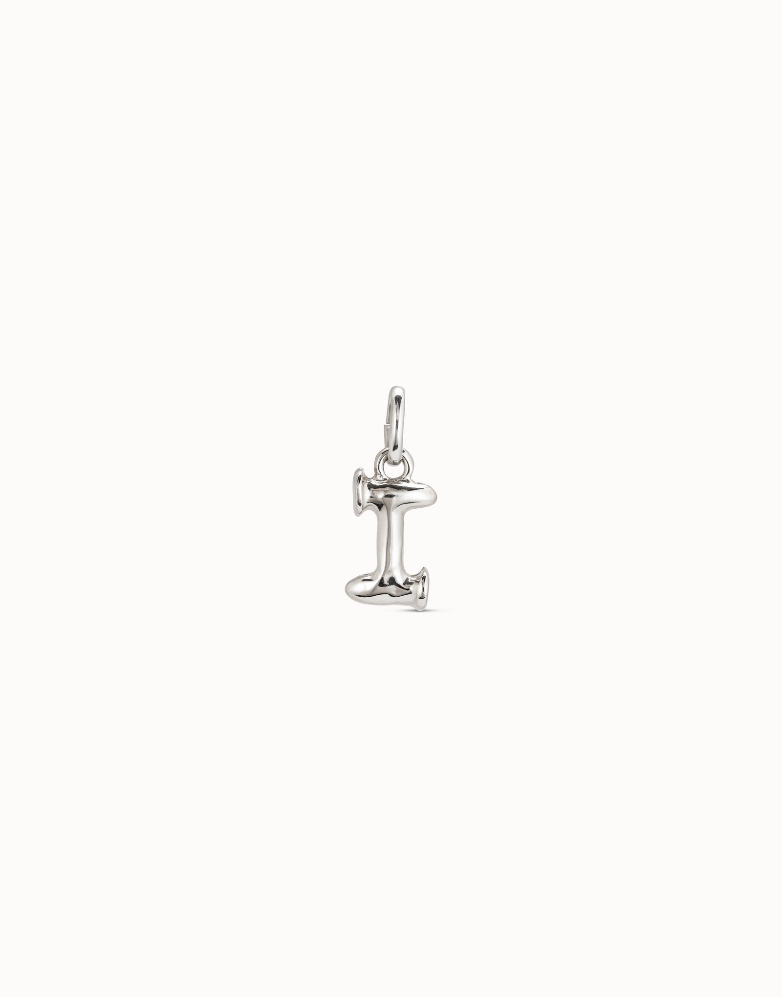 Sterling silver-plated letter I charm, Silver, large image number null