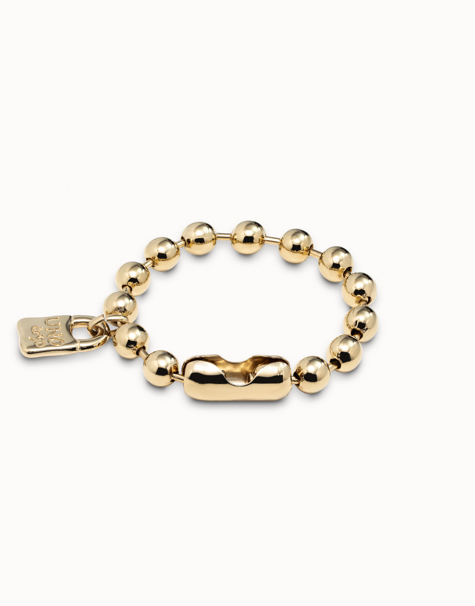 18K gold-plated bracelet with beads, Golden, large image number null