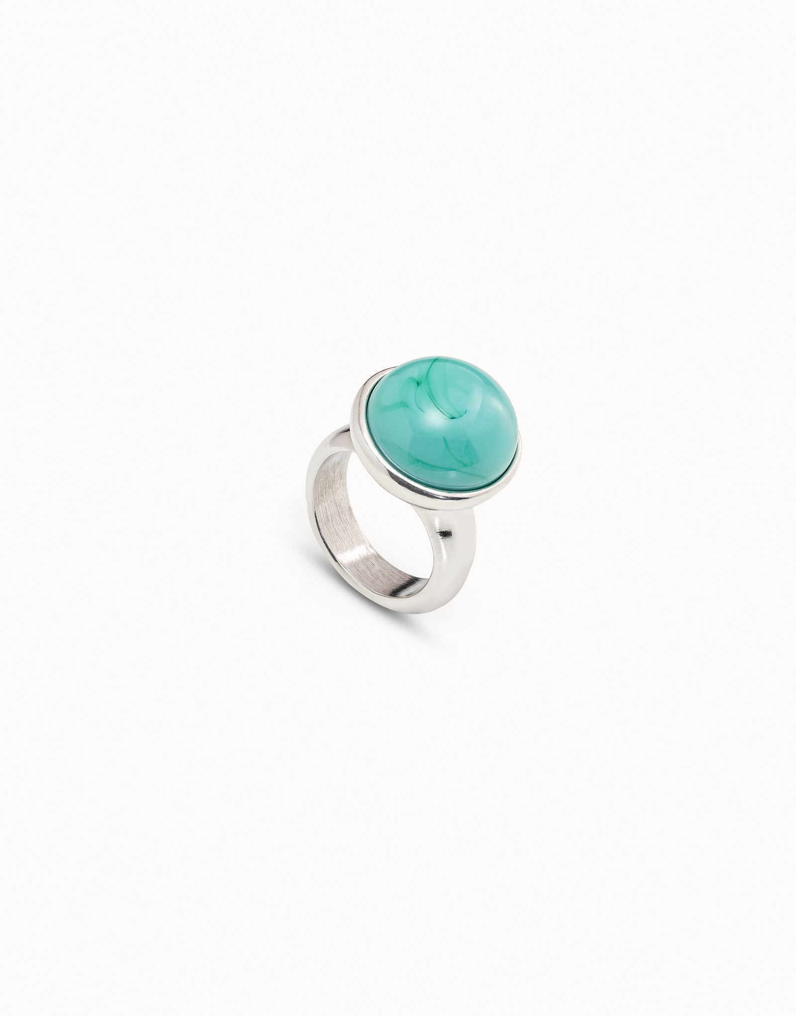 Silver-plated ring with round turquoise murano glass, Silver, large image number null
