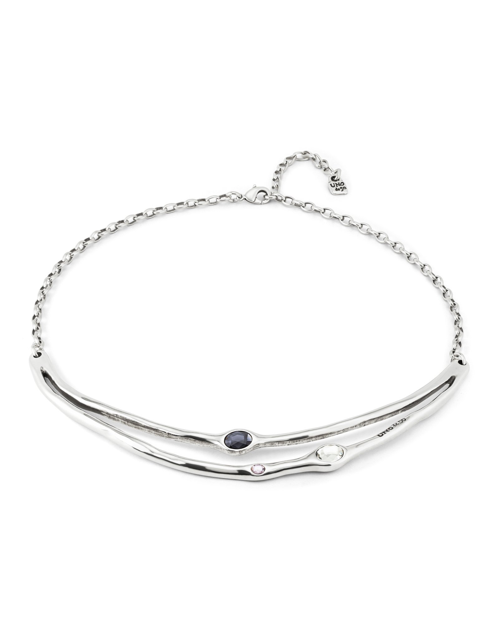 Collana rigida placcata argento Sterling con cristalli neri, Argent, large image number null