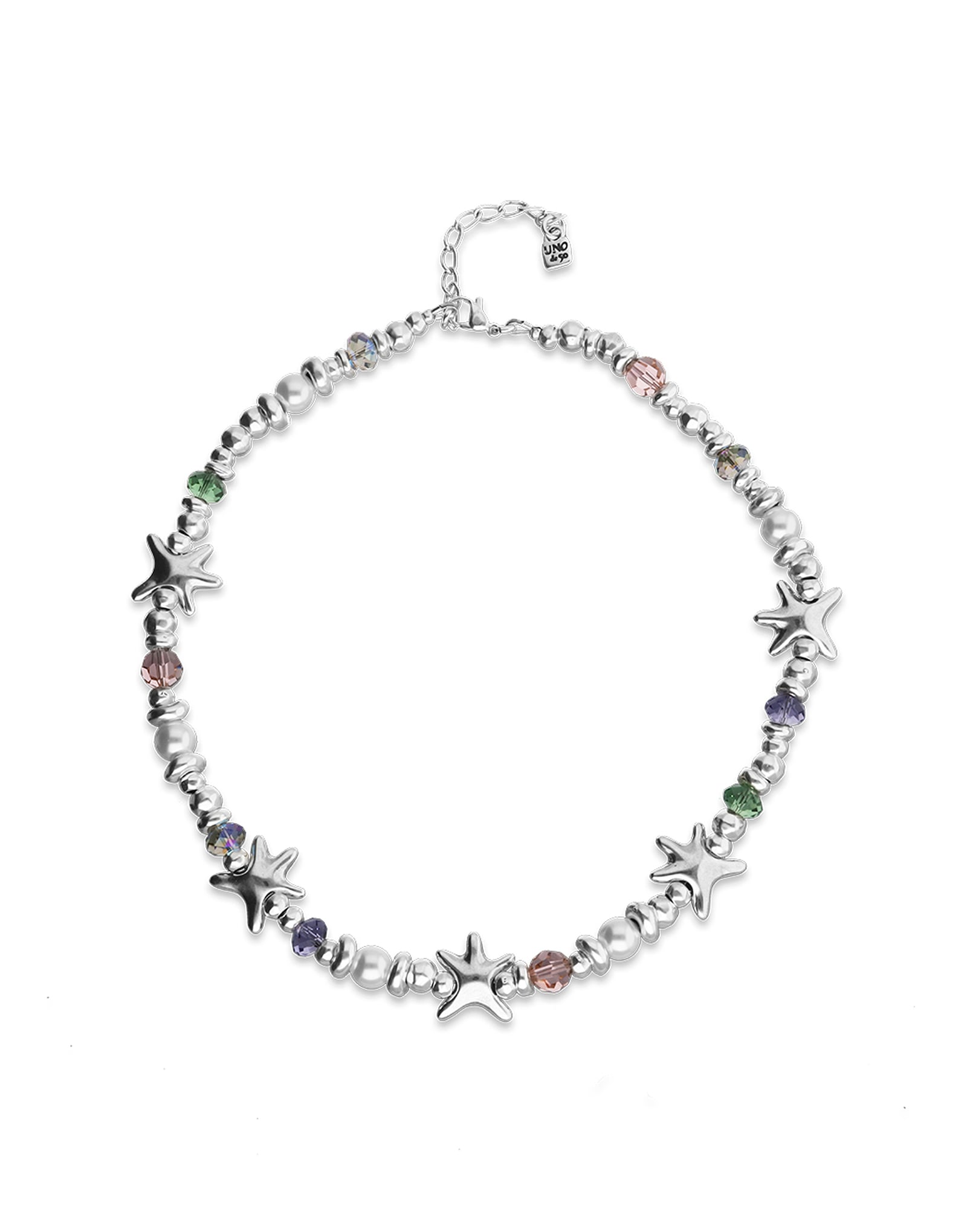 Short necklace with crystals and small starfishes