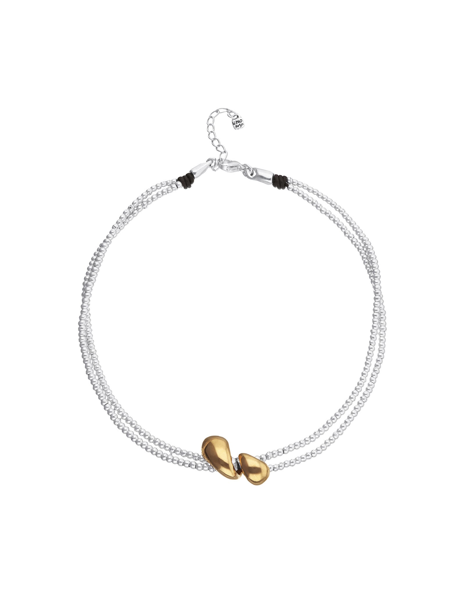 Multi-strand necklace with two intertwined drops