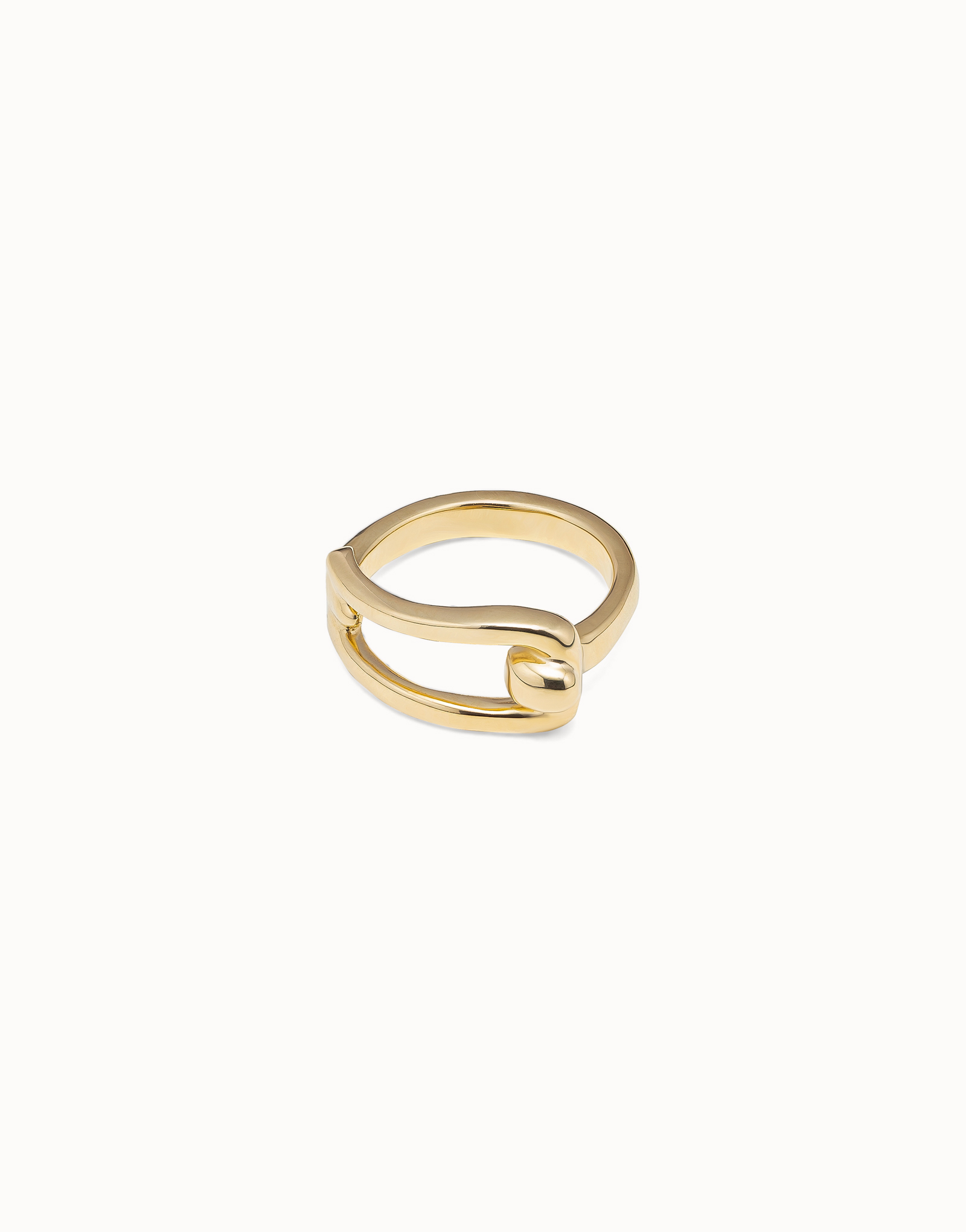 18K gold-plated link shaped ring, Golden, large image number null