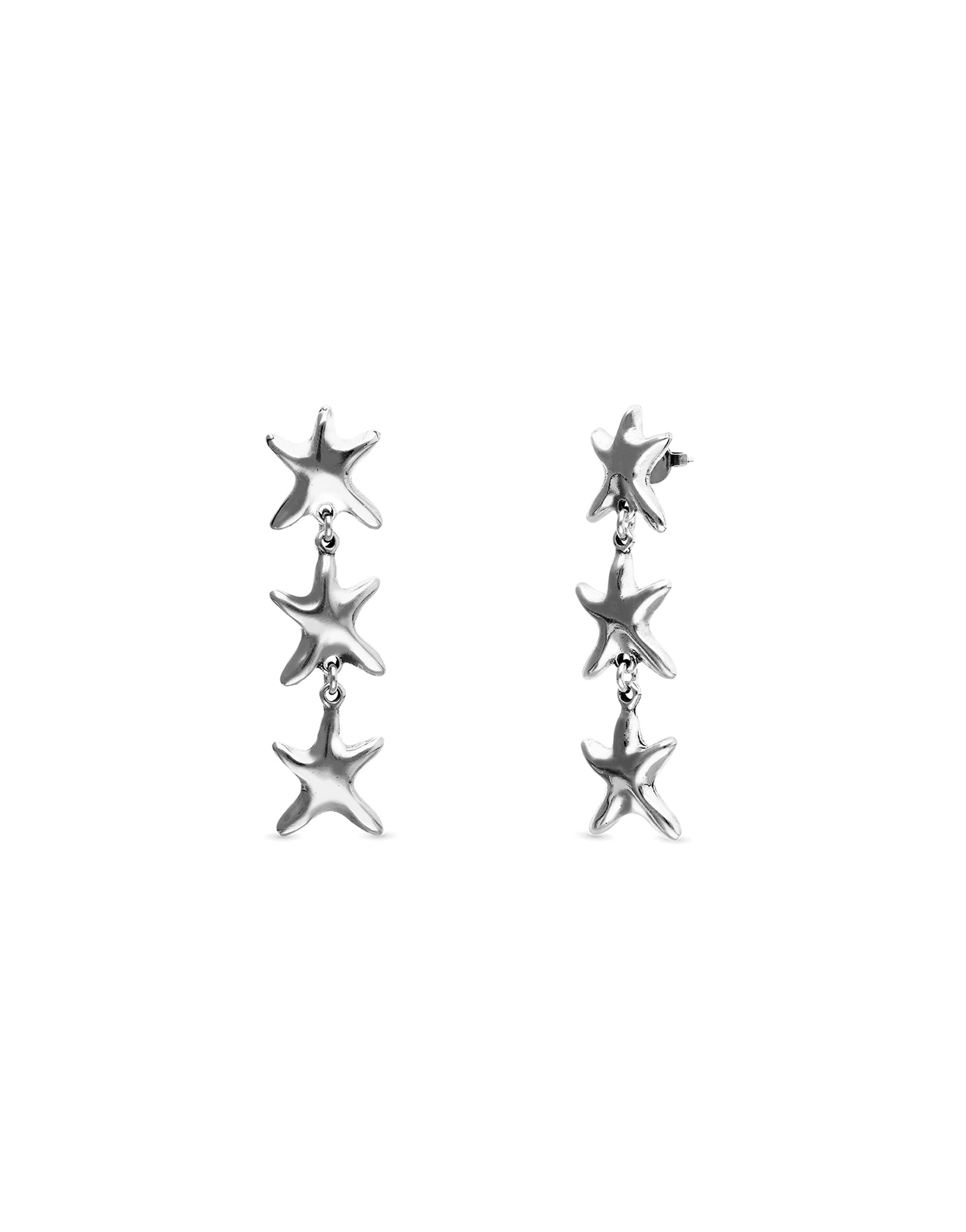 Long earrings with 3 starfishes