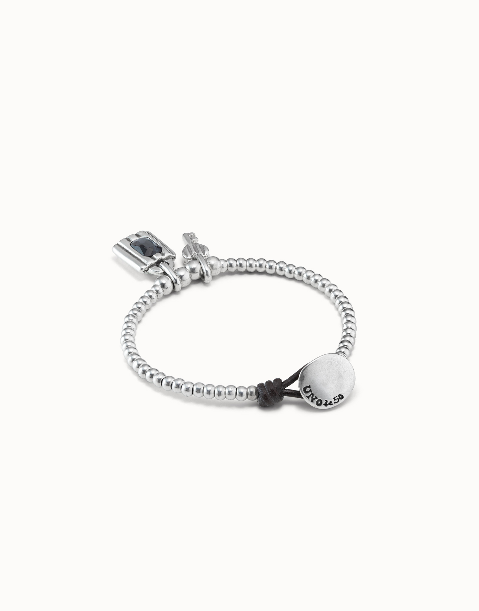 Sterling silver-plated bracelet with central padlock and key charms, , large image number null