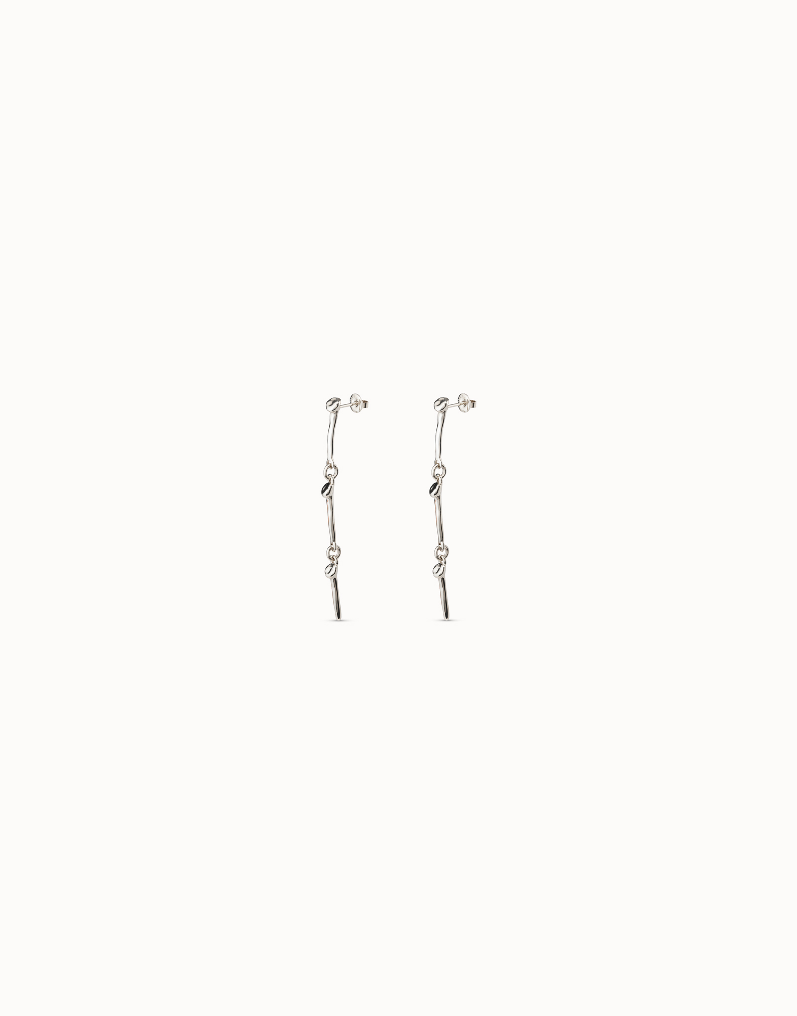 Long Sterling silver-plated earrings with the iconic UNOde50 nail, Silver, large image number null
