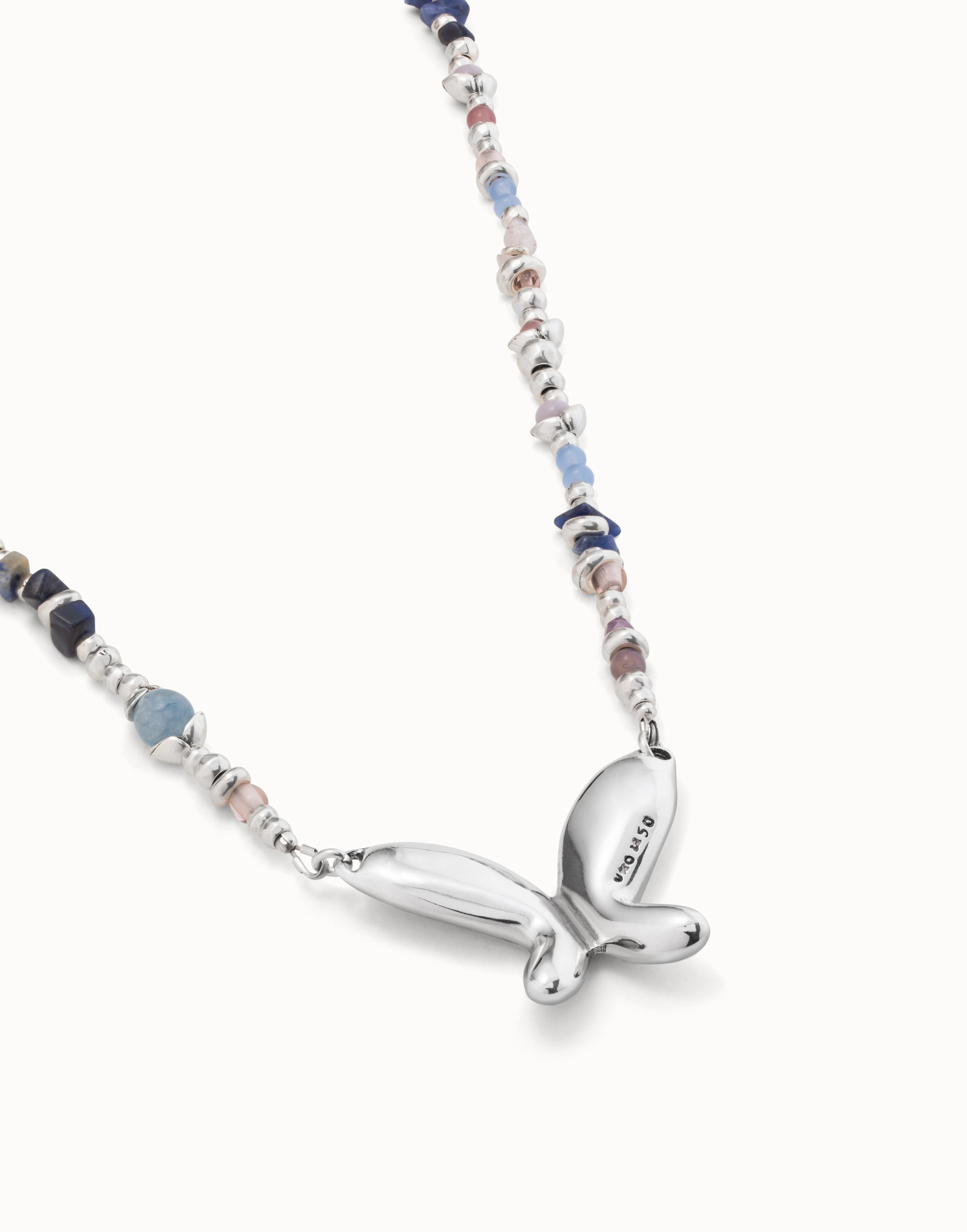 Sterling silver-plated necklace with multicolor handmade crystals, Silver, large image number null