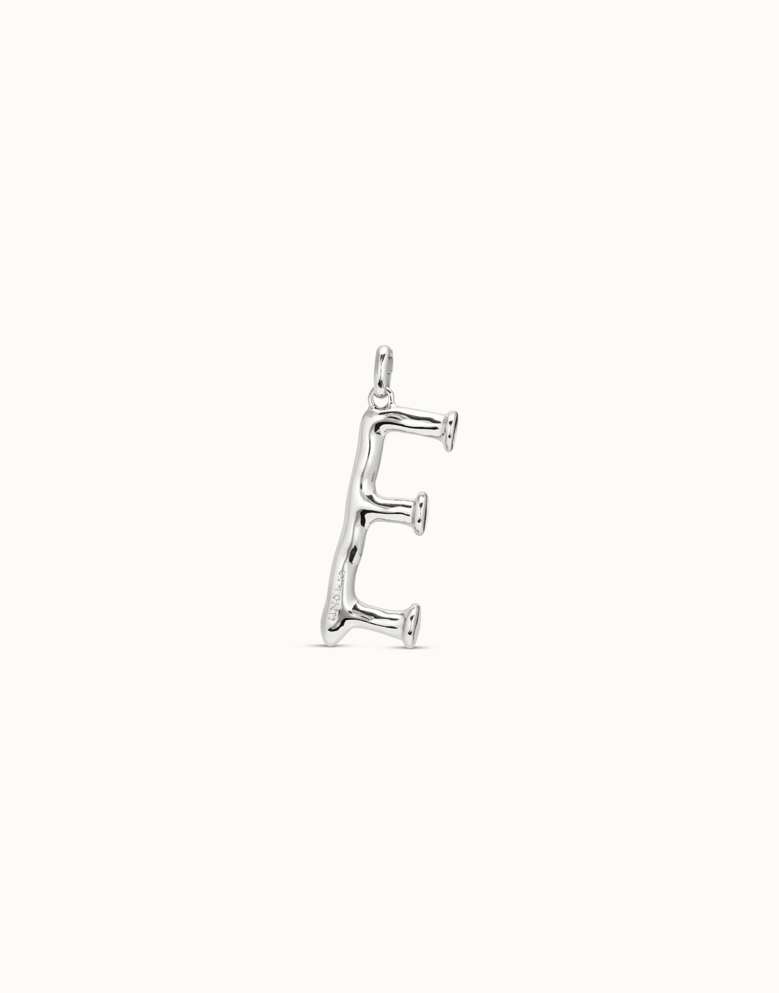 Sterling silver-plated letter E pendant, Silver, large image number null